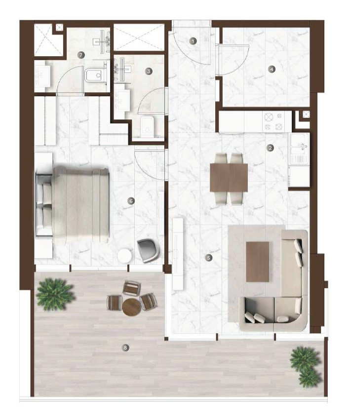 Floor plan — 1 BR