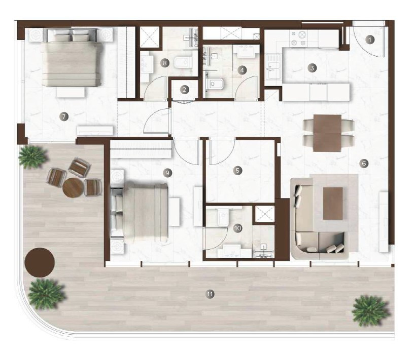 Floor plan — 2 BR
