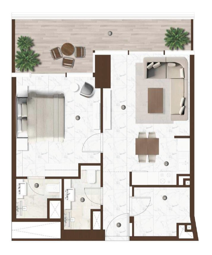 Floor plan — 1 BR