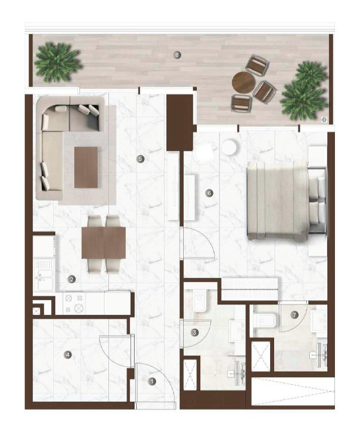 Floor plan — 1 BR