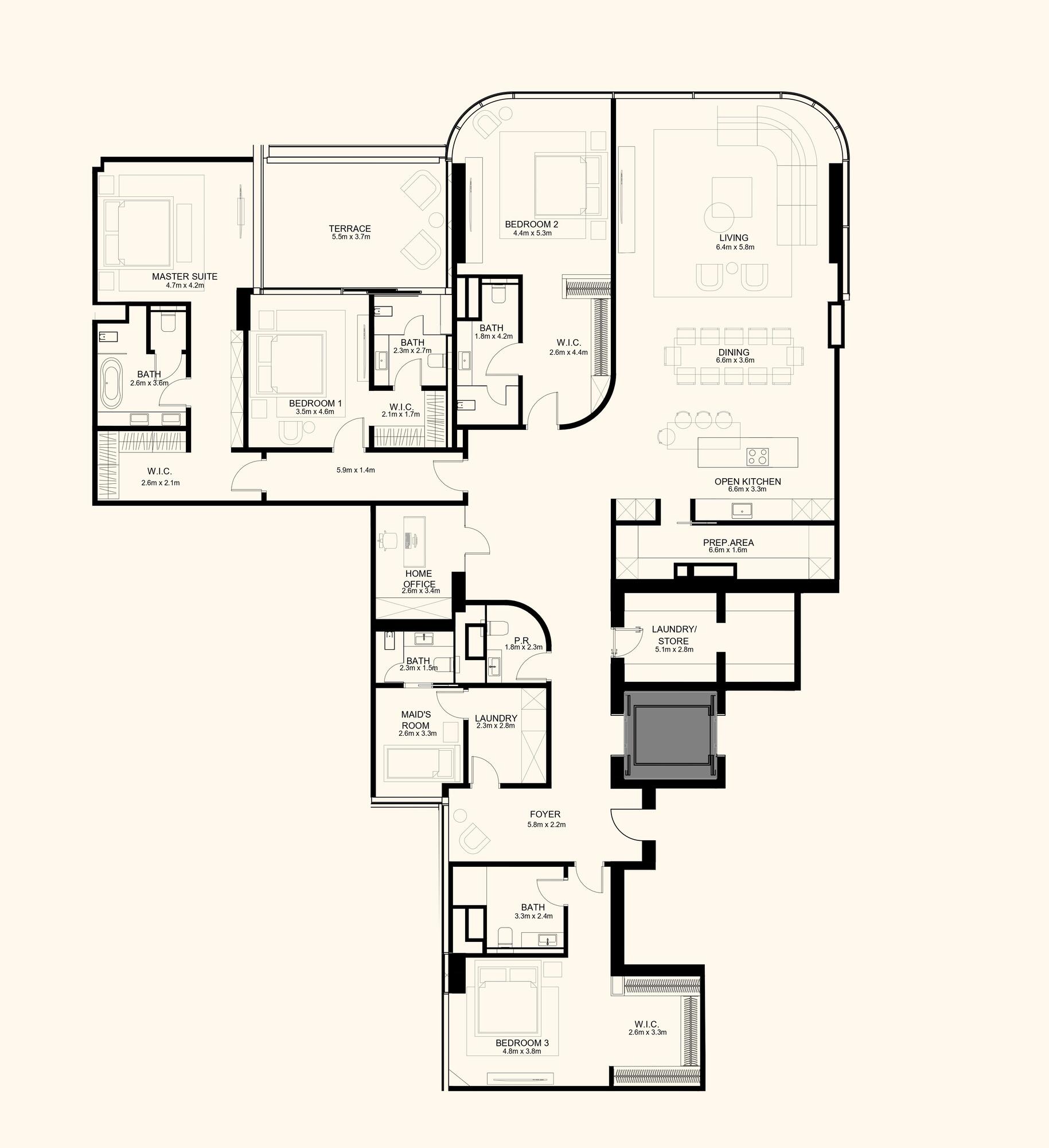Floor plan — 4 BR