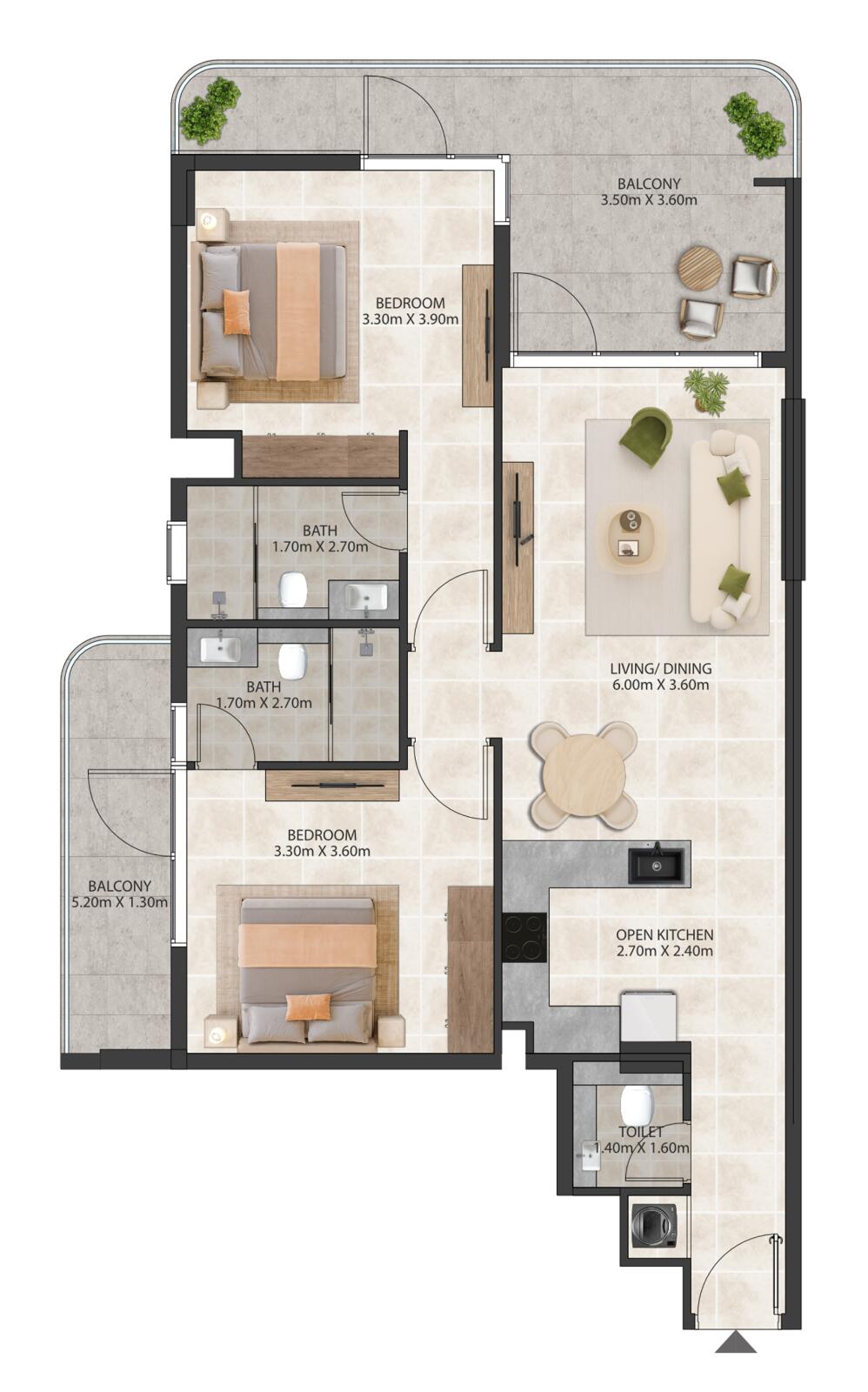 Floor plan — 2 BR