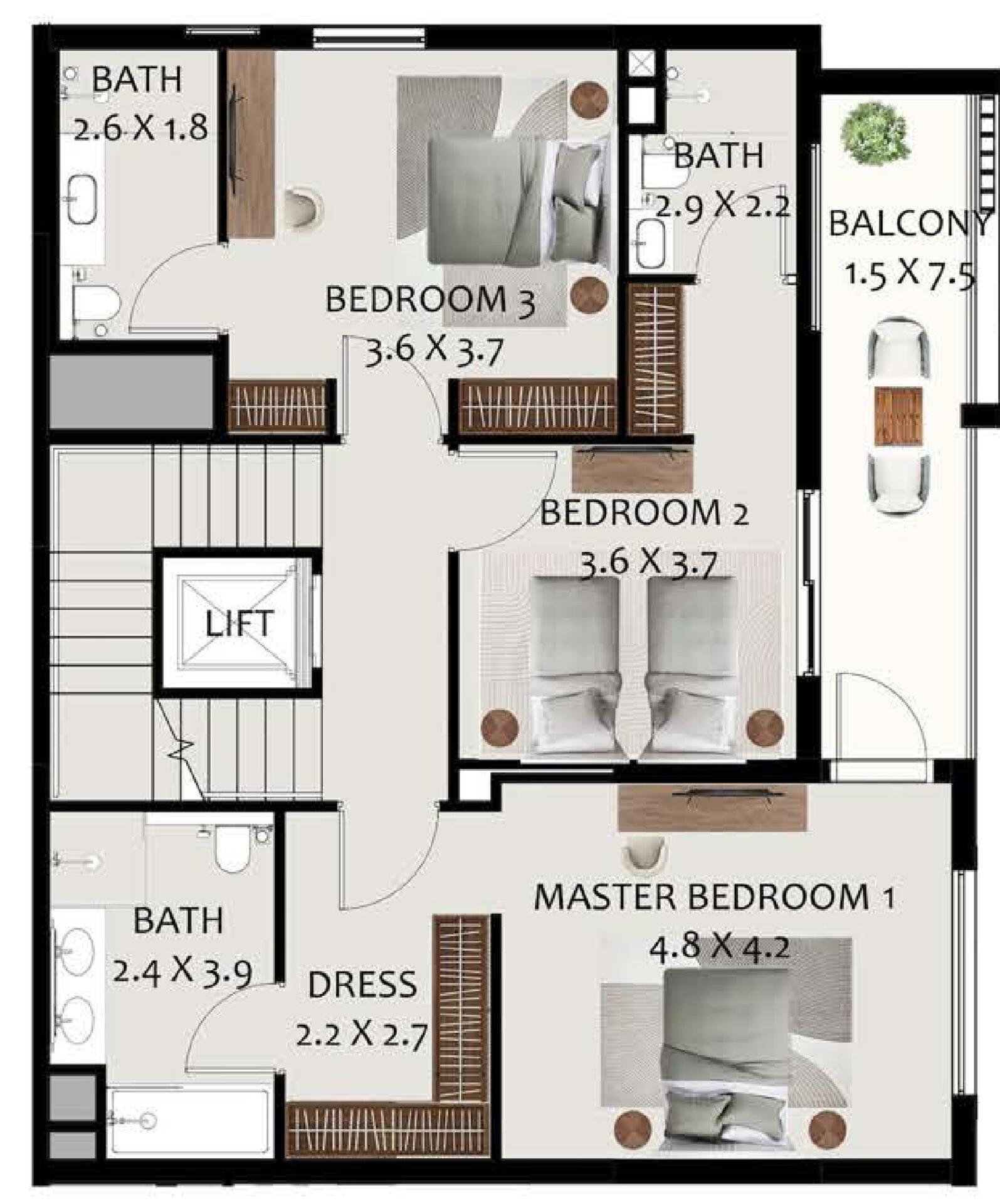 Floor plan — 3 BR