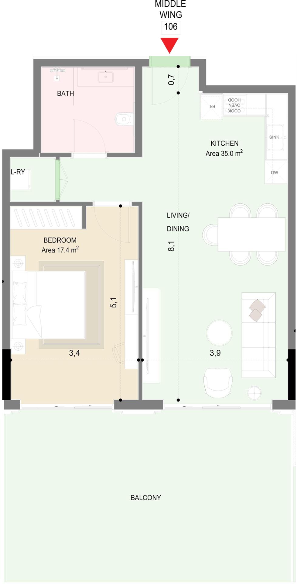 Floor plan — 1 BR
