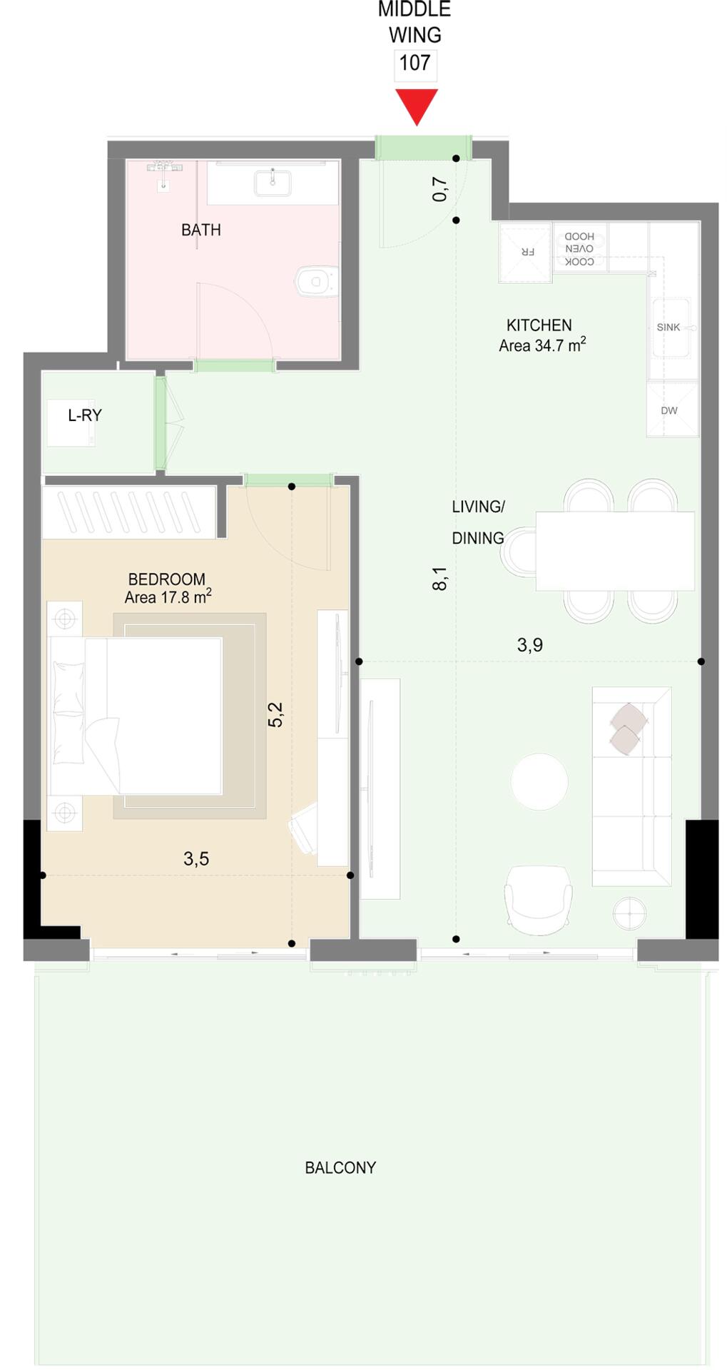 Floor plan — 1 BR