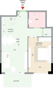 Floor plan — 1 BR
