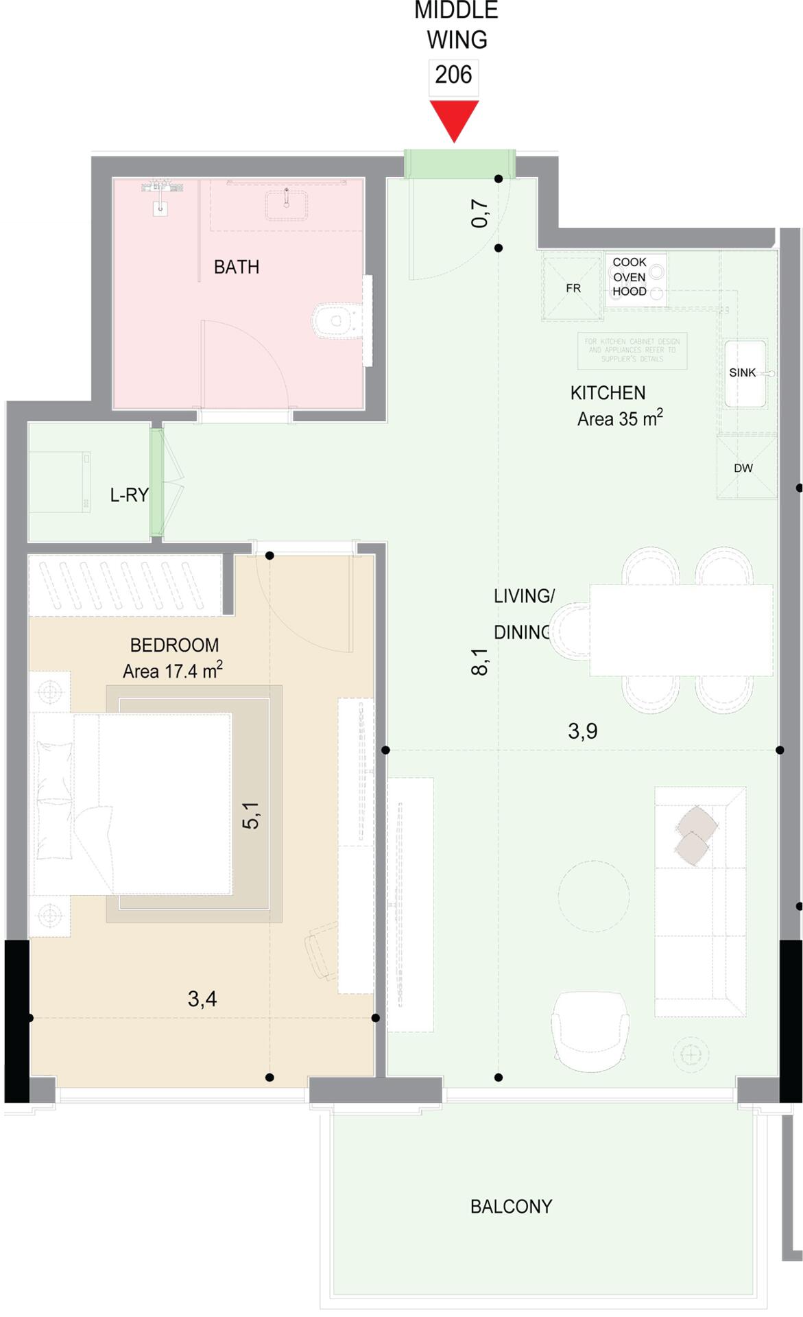Floor plan — 1 BR