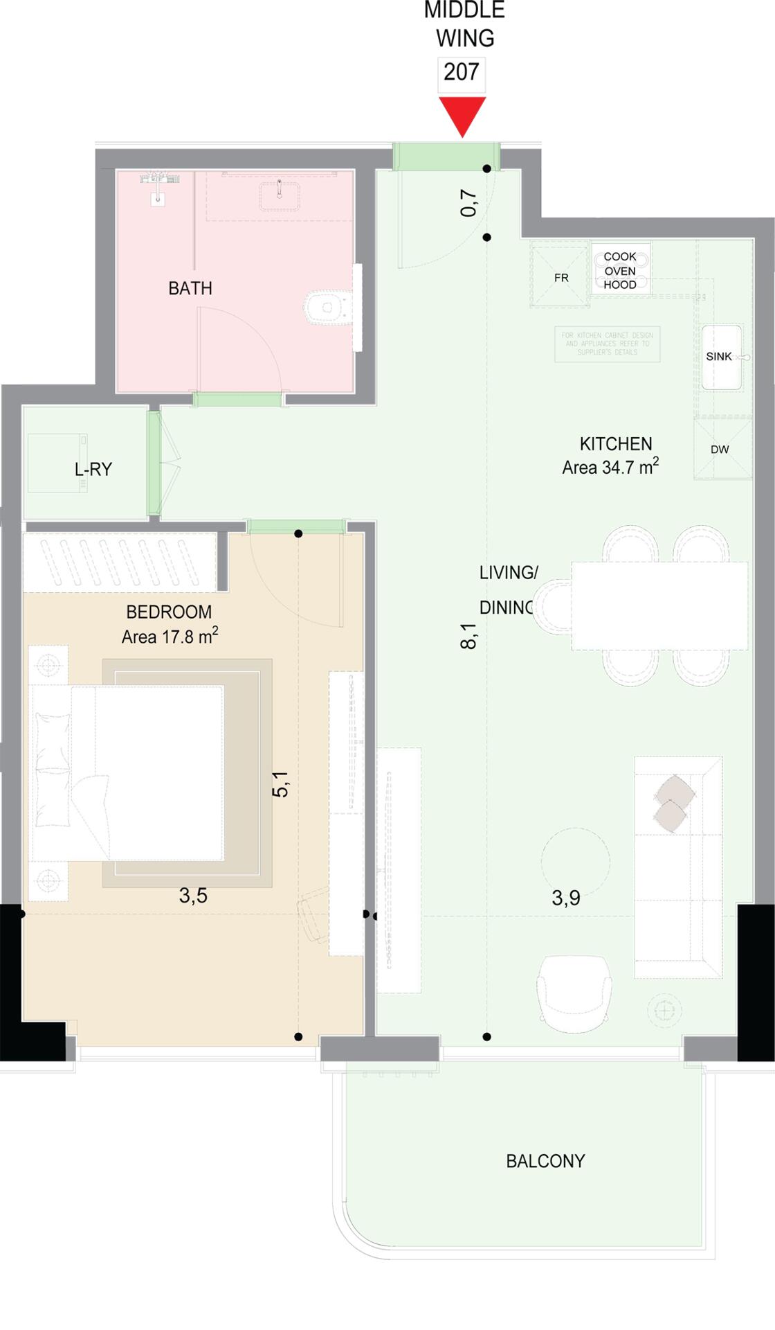 Floor plan — 1 BR