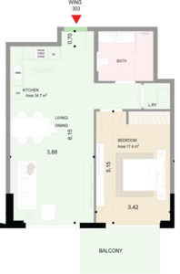 Floor plan — 1 BR