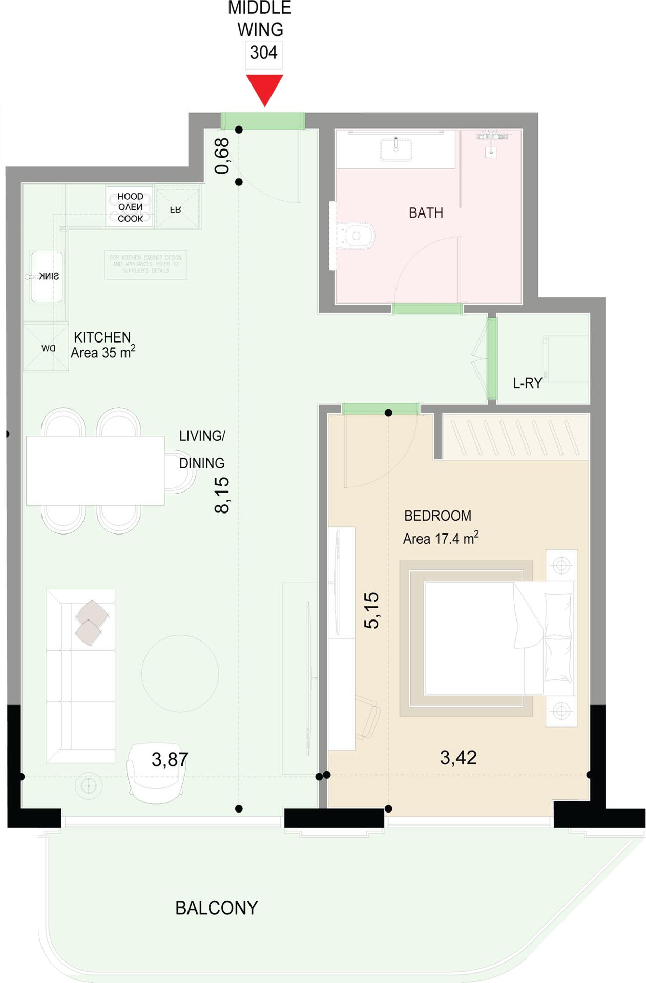 Floor plan — 1 BR