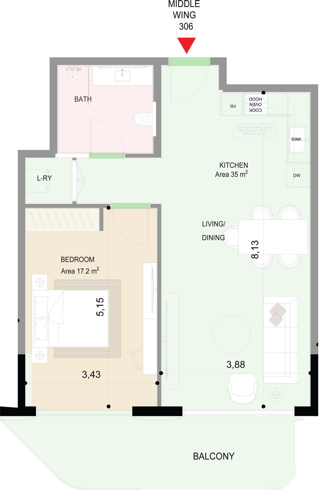 Floor plan — 1 BR