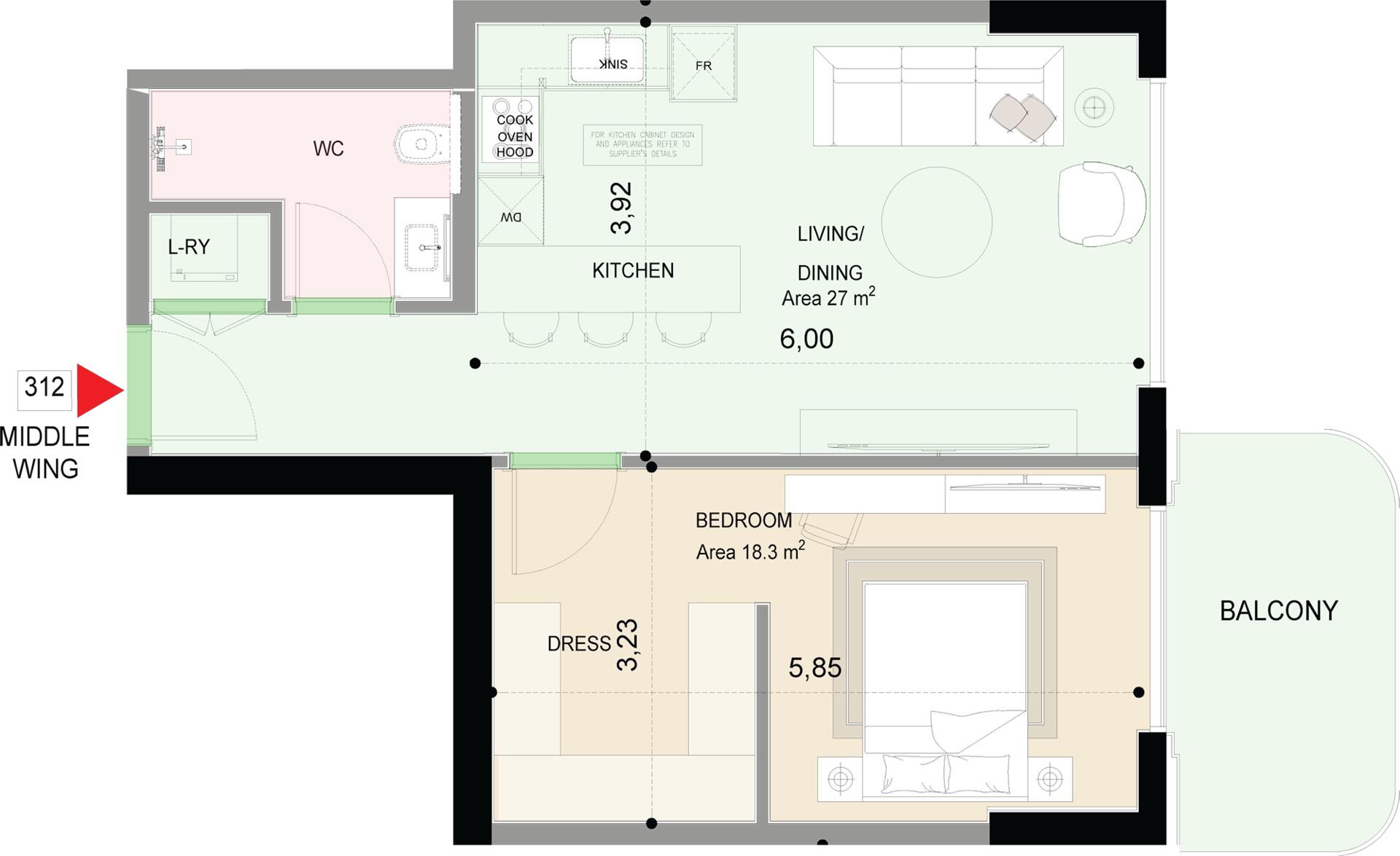 Floor plan — 1 BR
