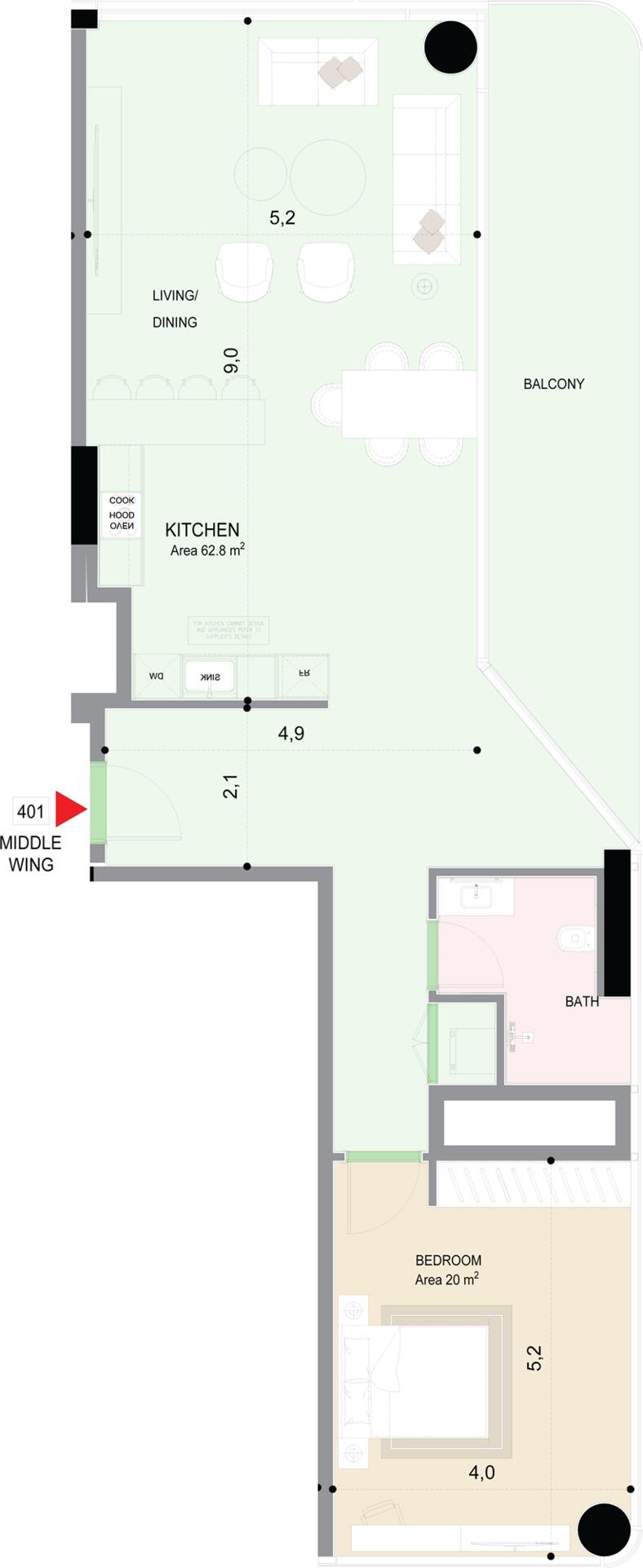Floor plan — 1 BR