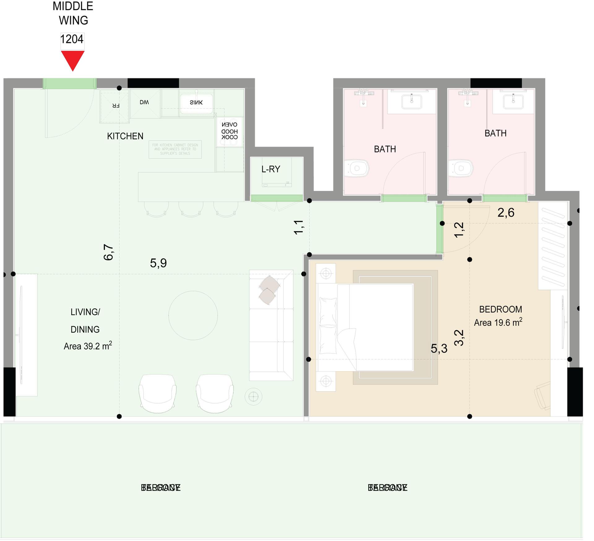 Floor plan — 1 BR
