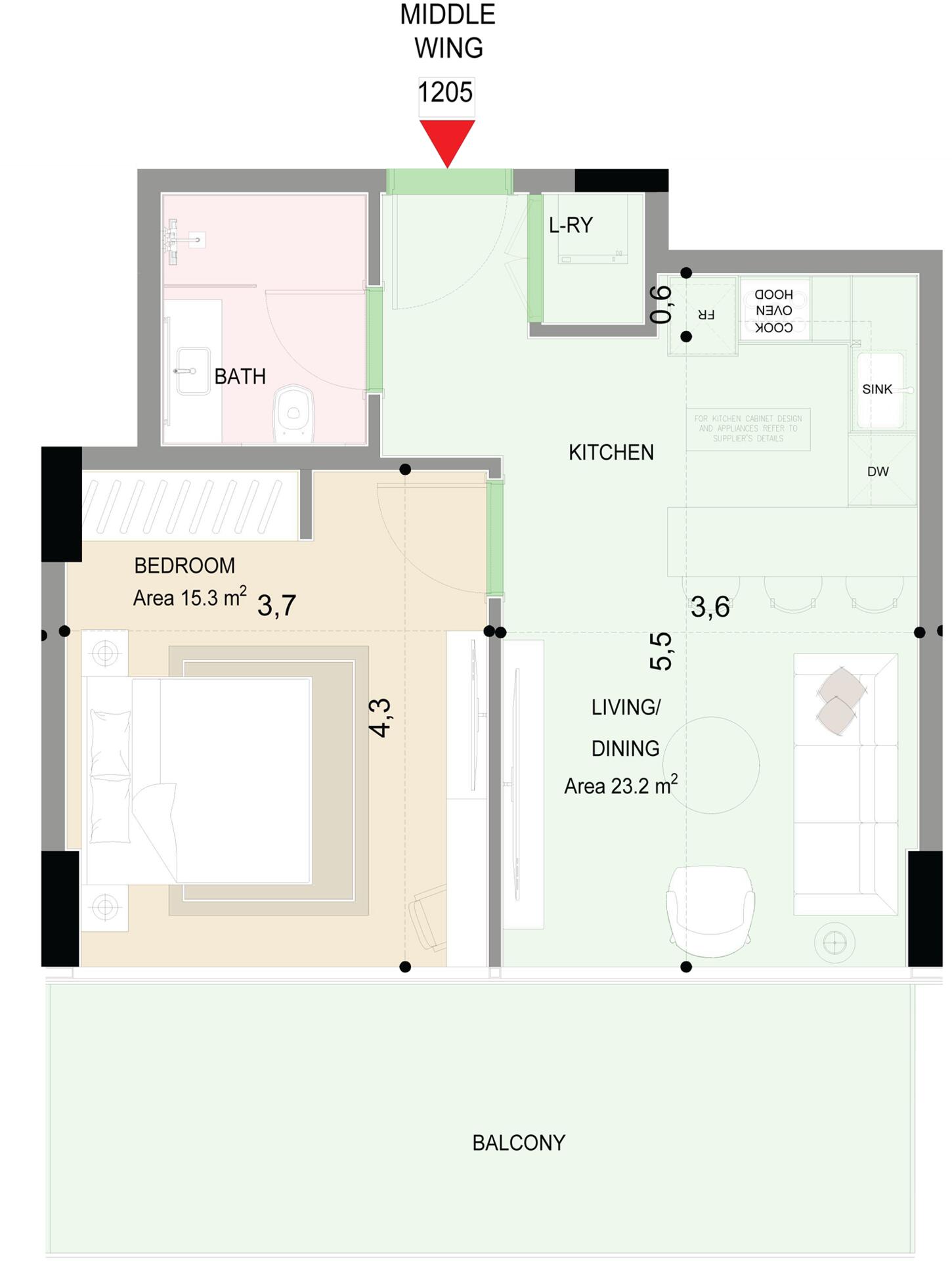 Floor plan — 1 BR