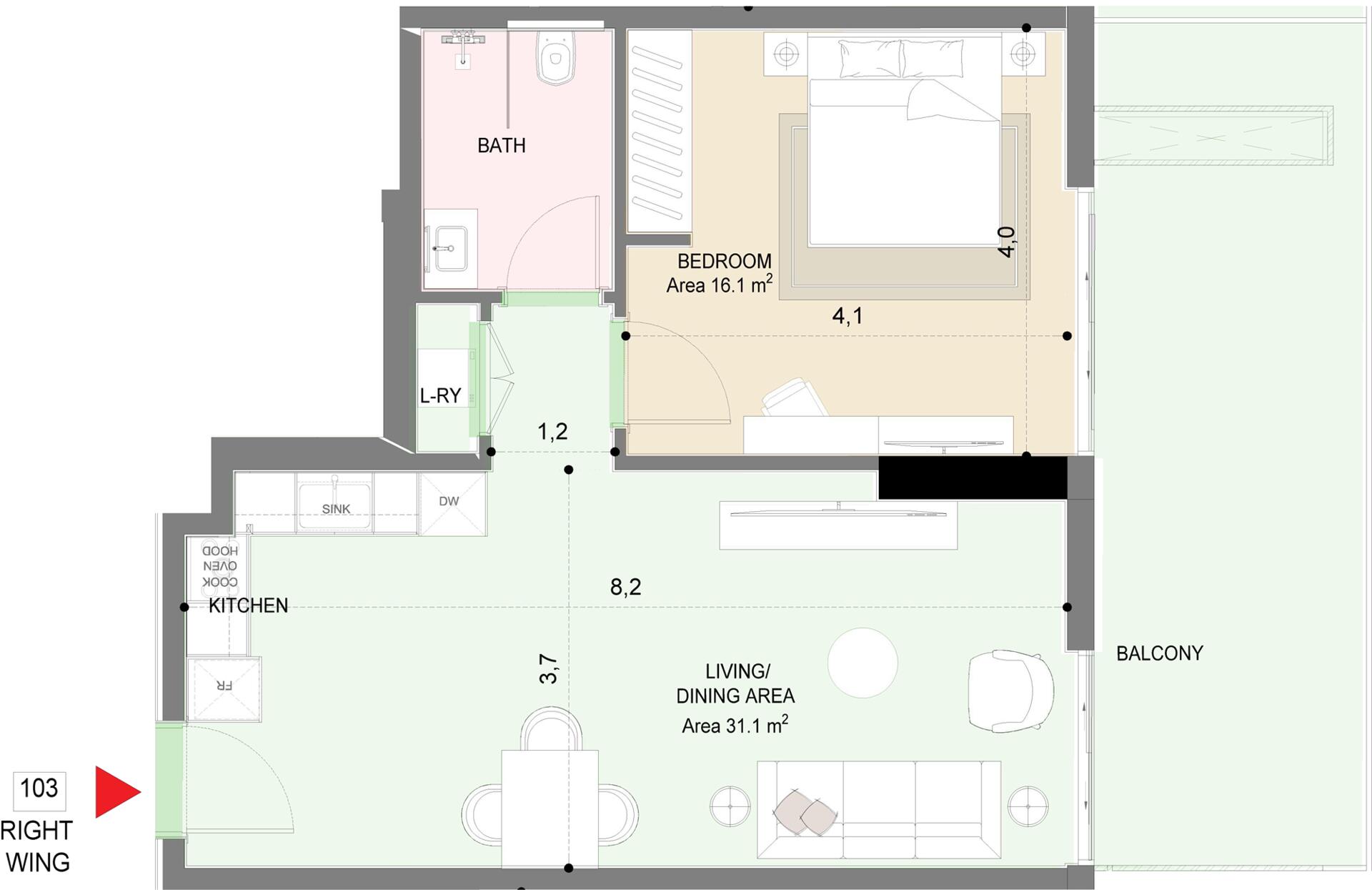 Floor plan — 1 BR