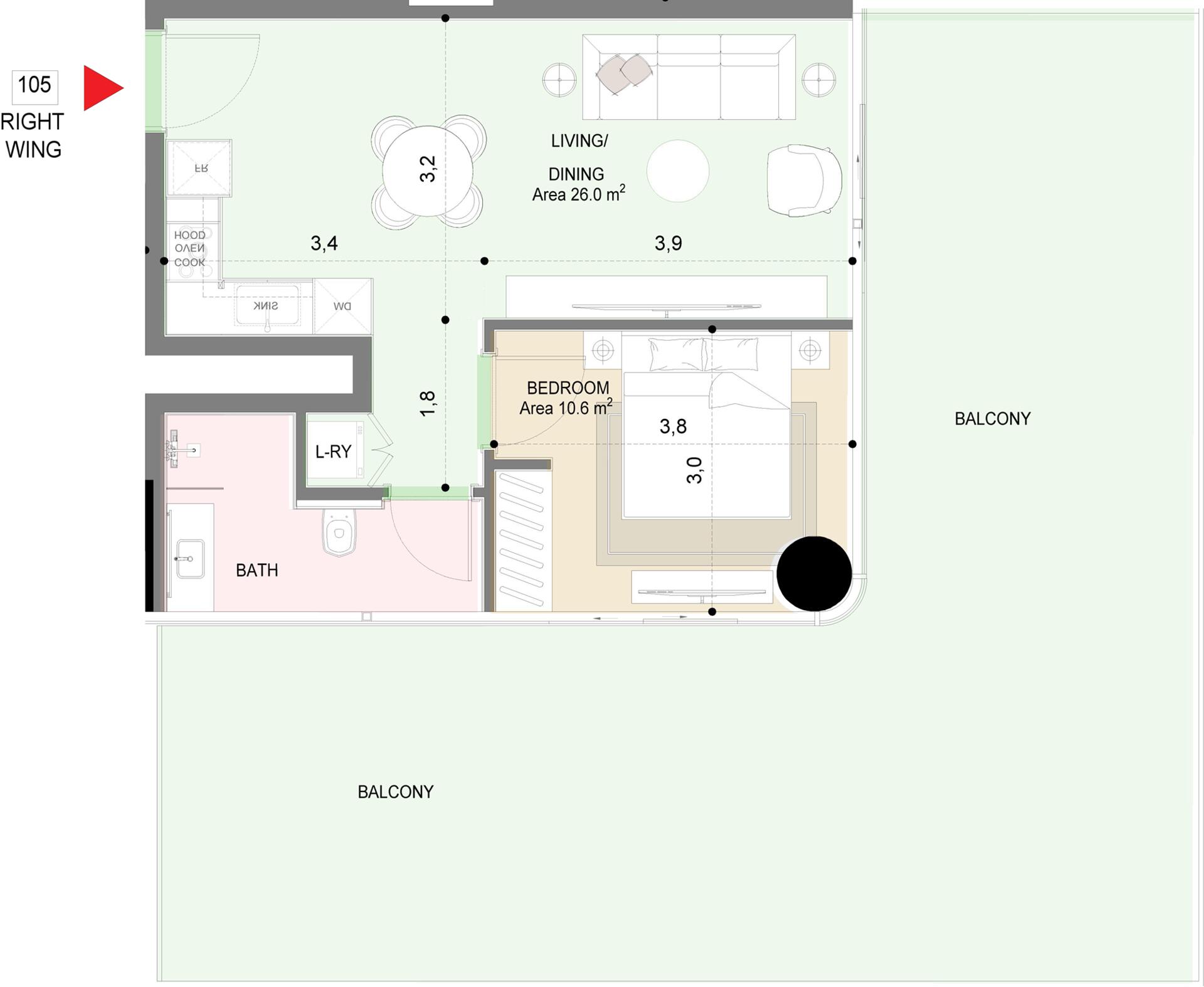Floor plan — 1 BR