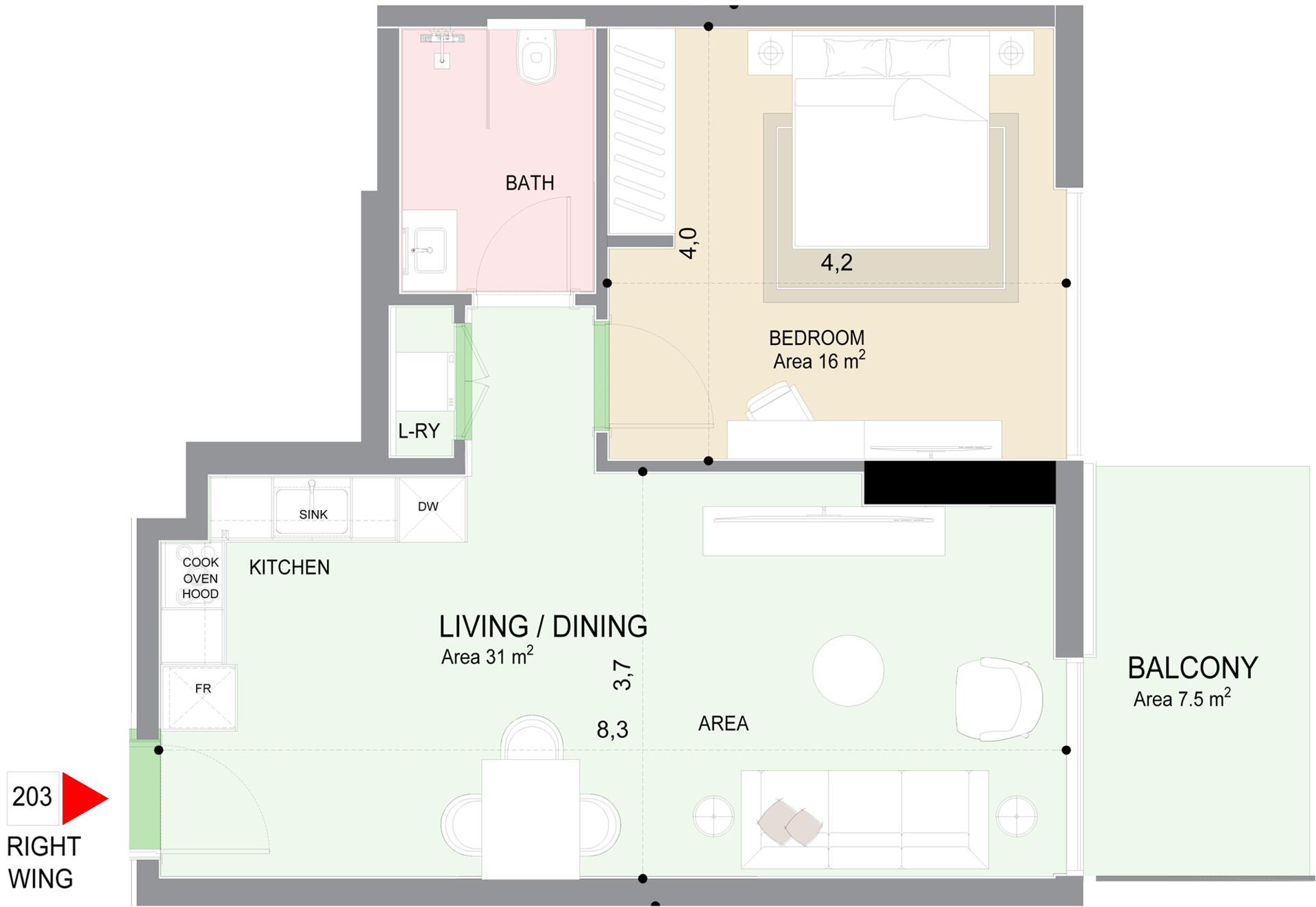 Floor plan — 1 BR