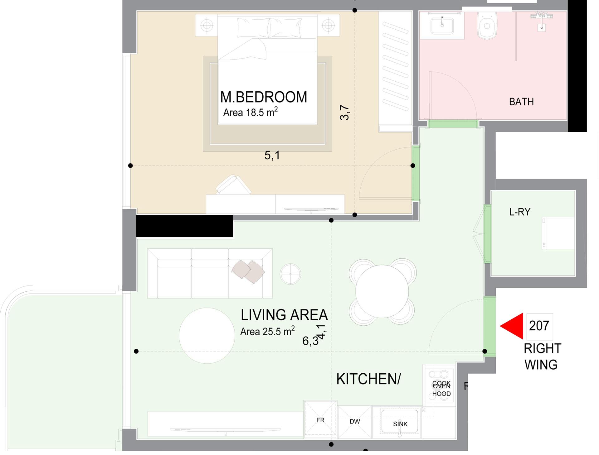 Floor plan — 1 BR