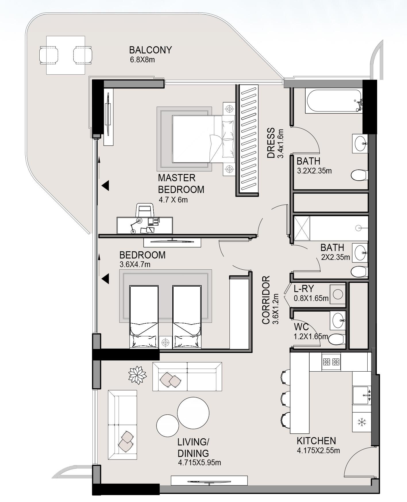 Floor plan — 2 BR