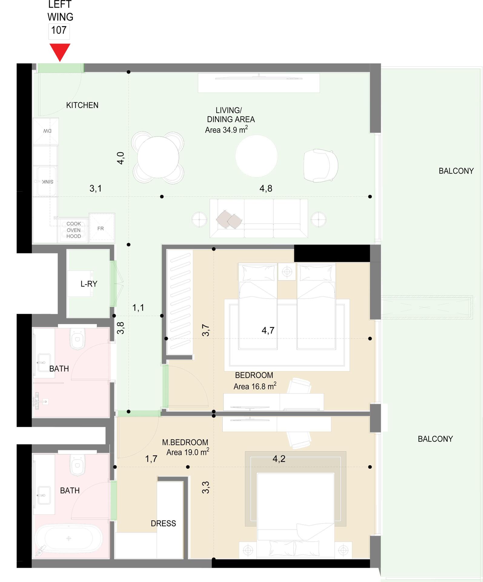 Floor plan — 2 BR