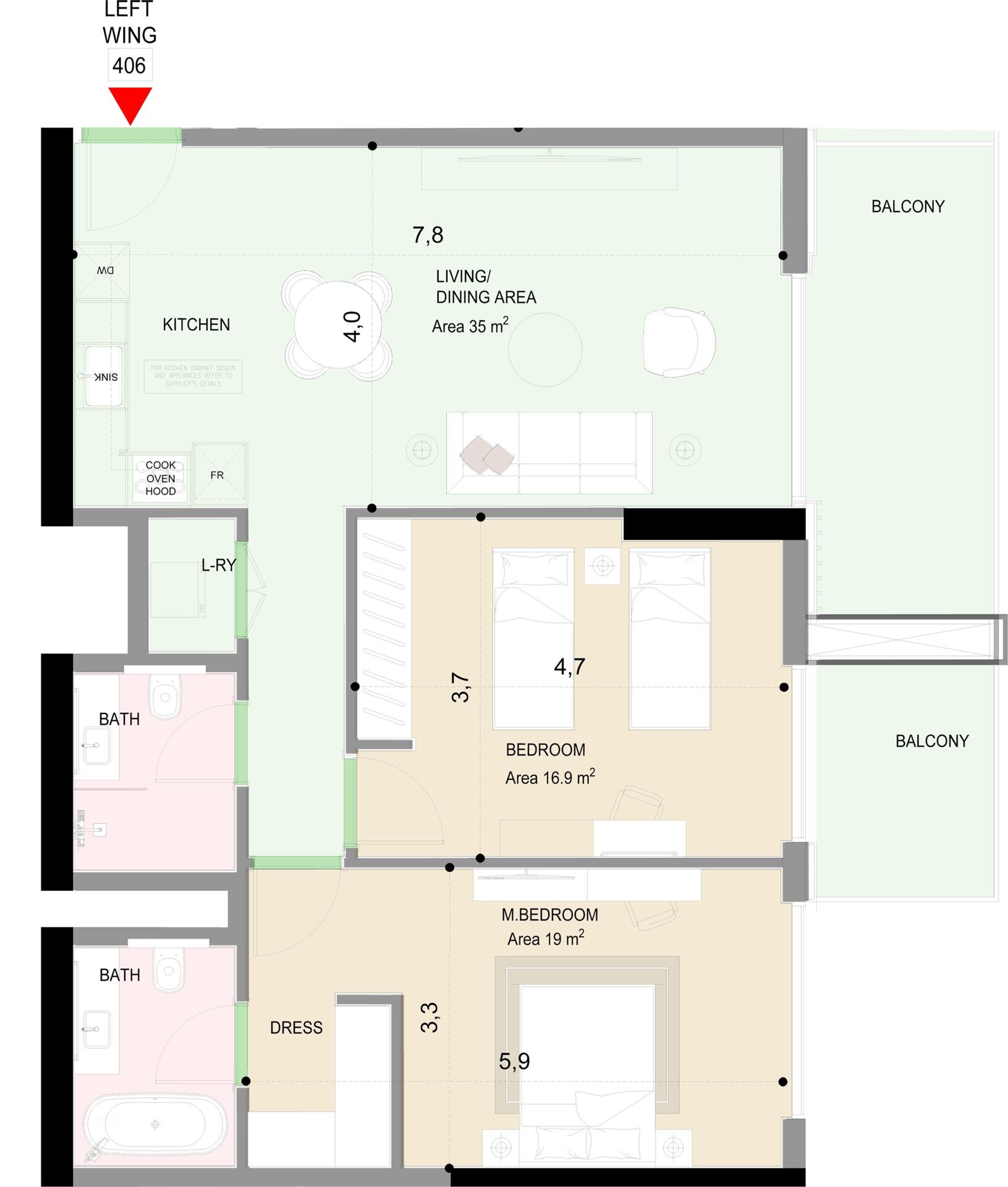 Floor plan — 2 BR