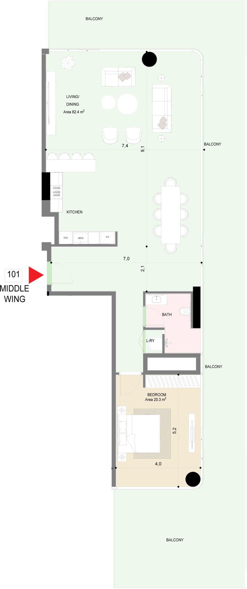 Floor plan — 1 BR