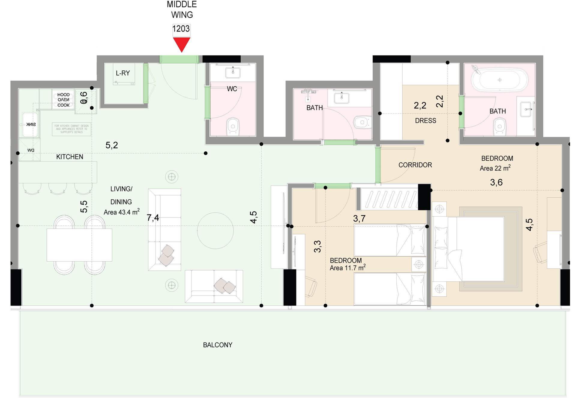 Floor plan — 2 BR