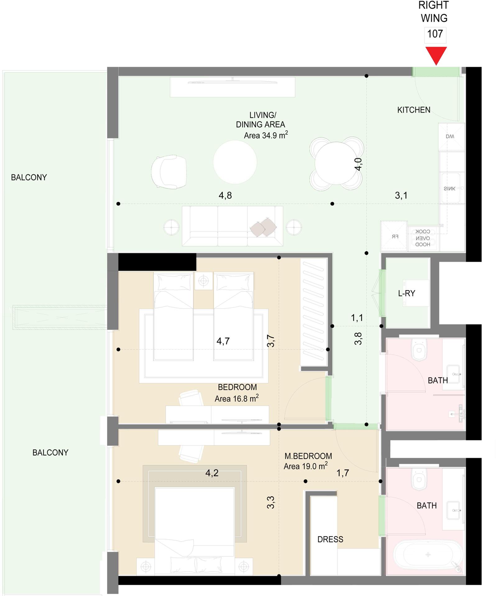 Floor plan — 2 BR