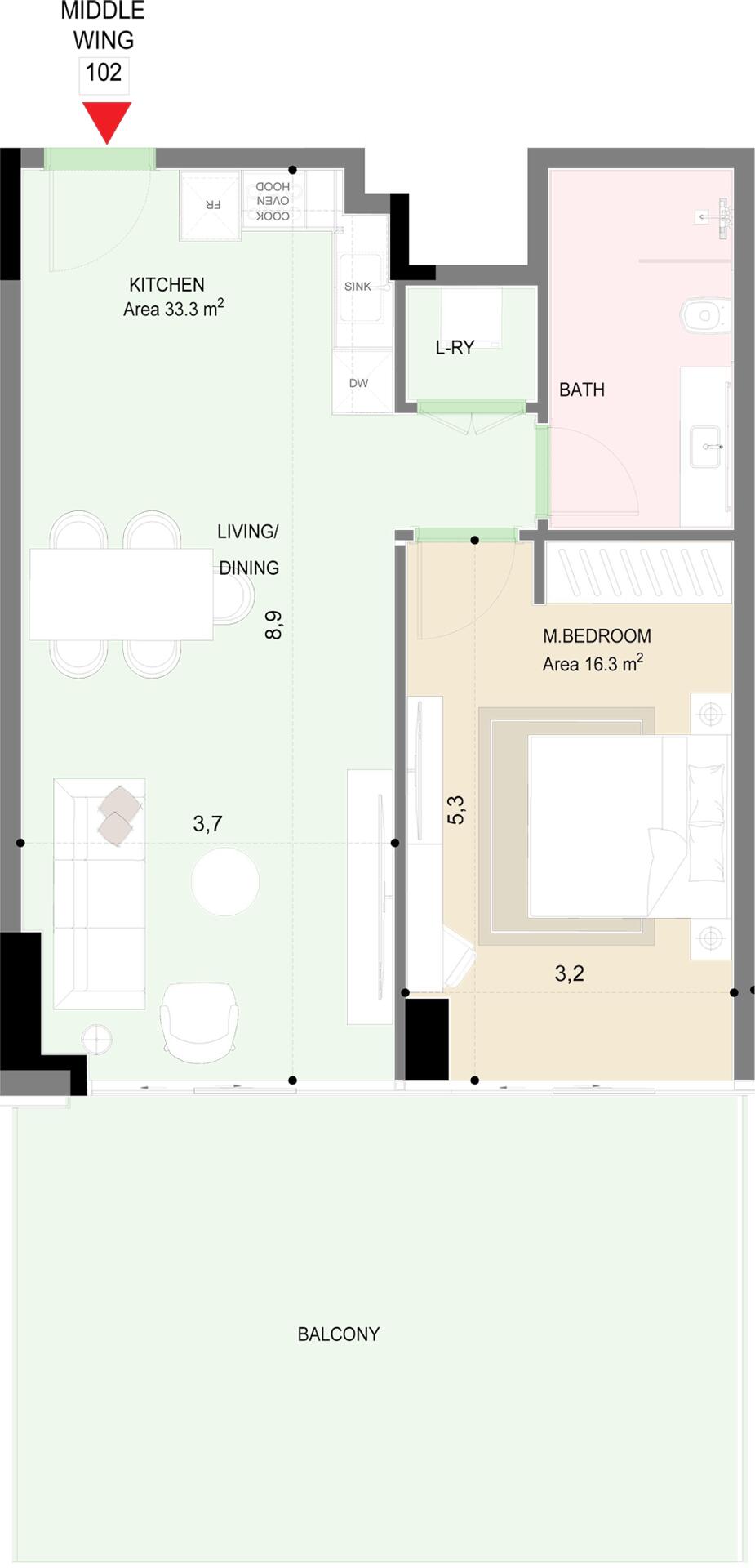 Floor plan — 1 BR
