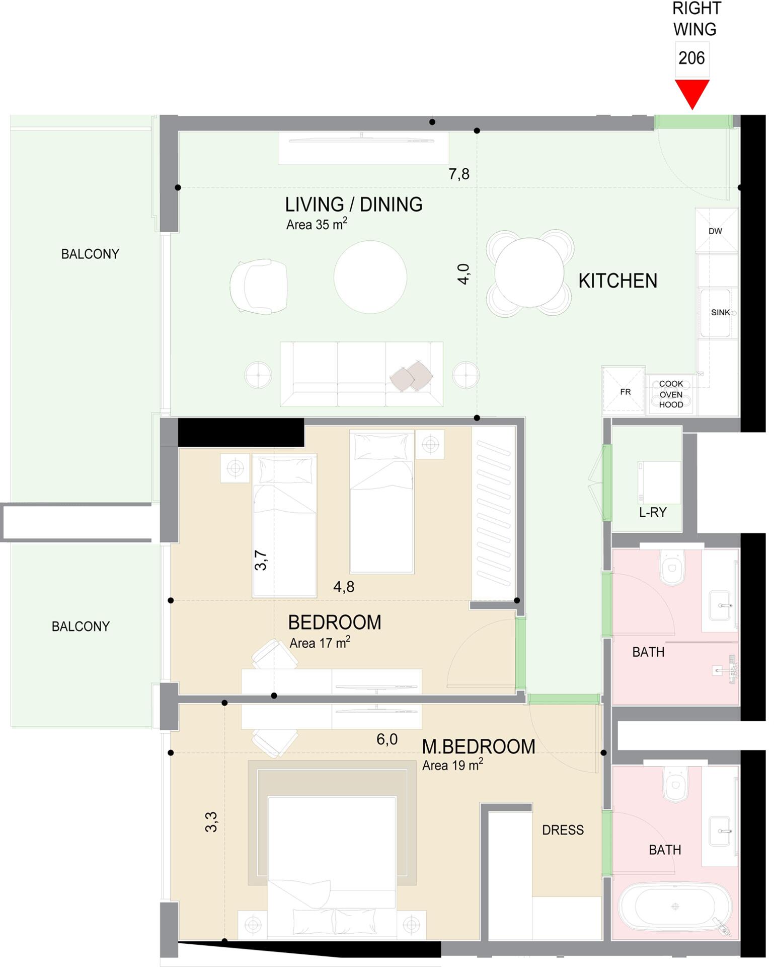 Floor plan — 2 BR