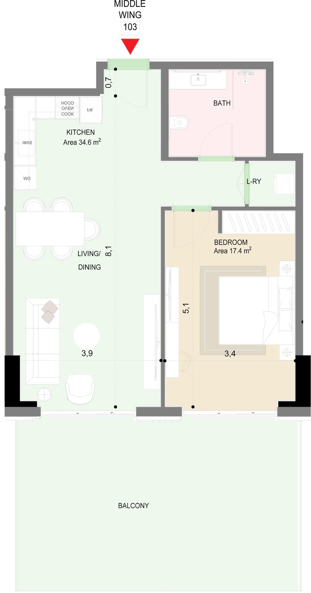 Floor plan — 1 BR