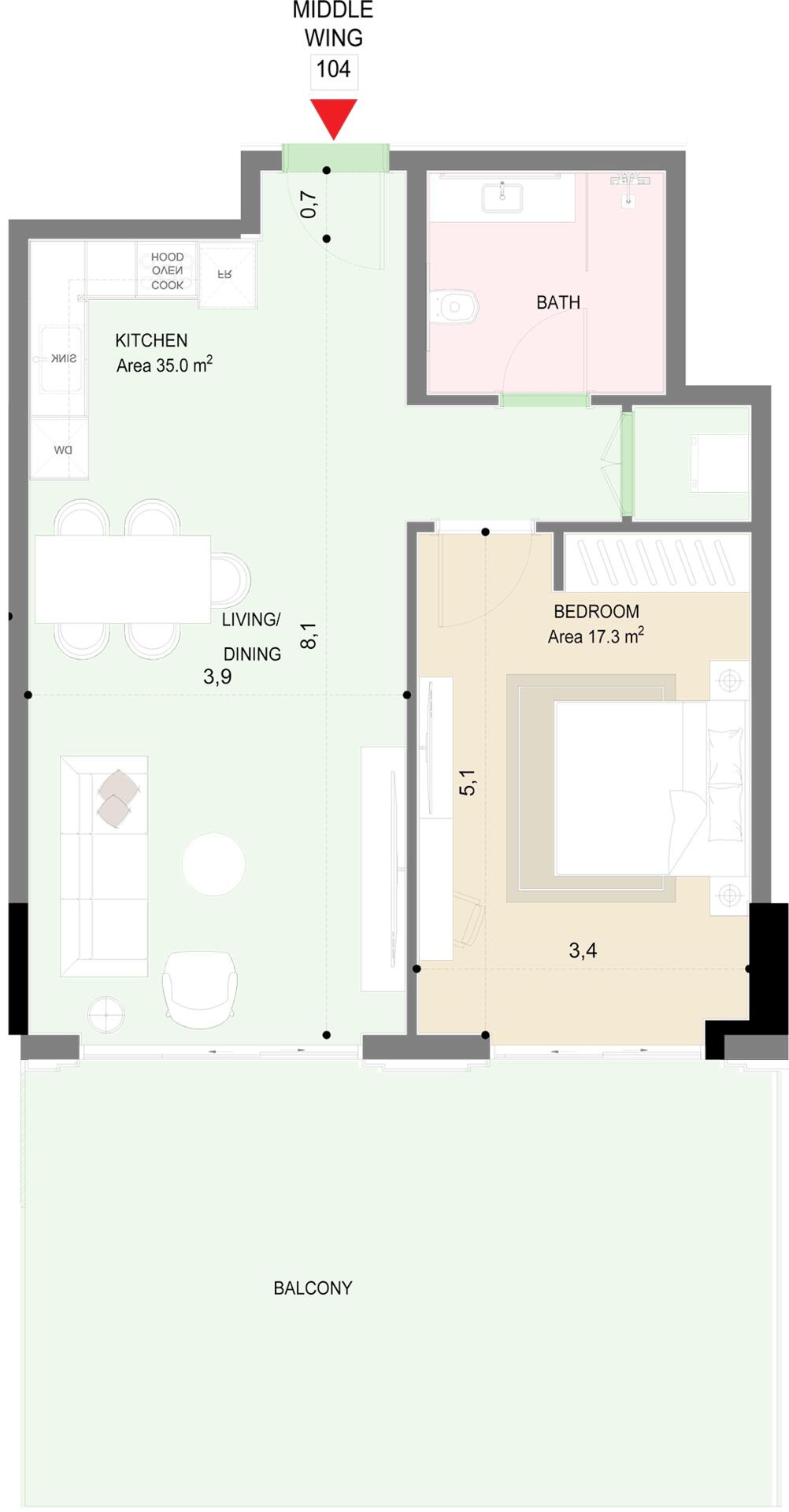 Floor plan — 1 BR
