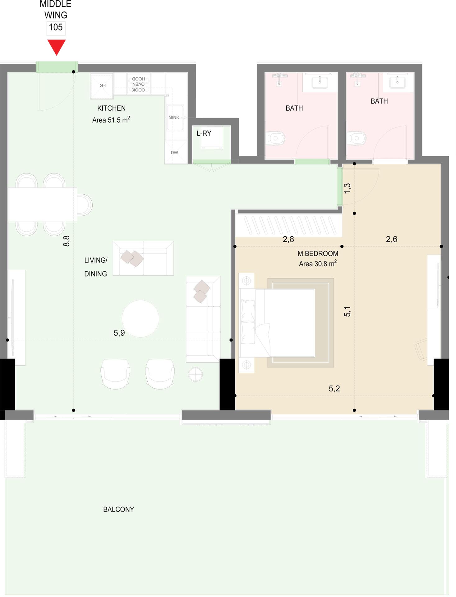 Floor plan — 1 BR