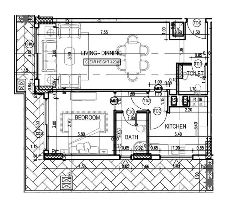 Floor plan — 1 BR