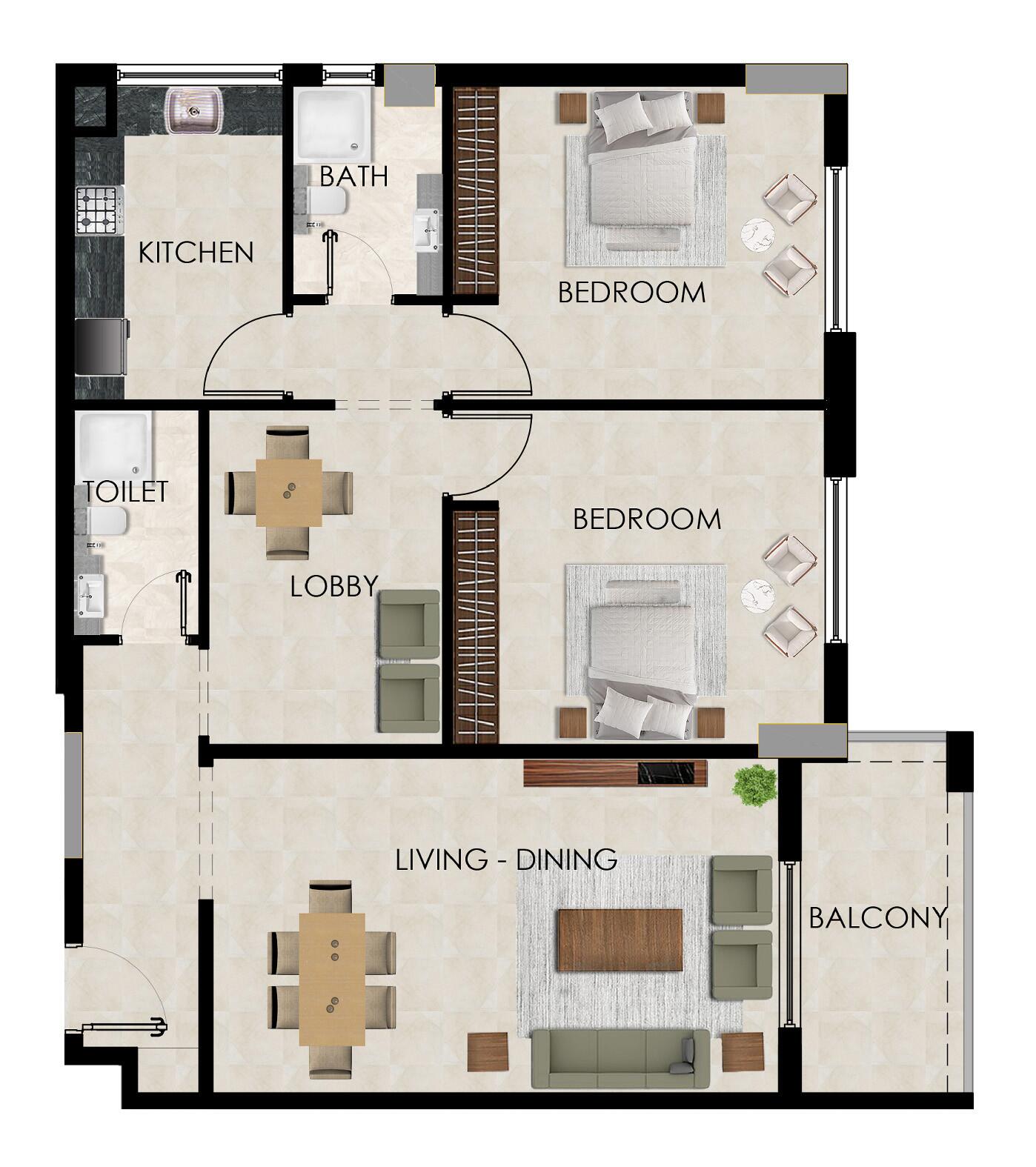 Floor plan — 2 BR