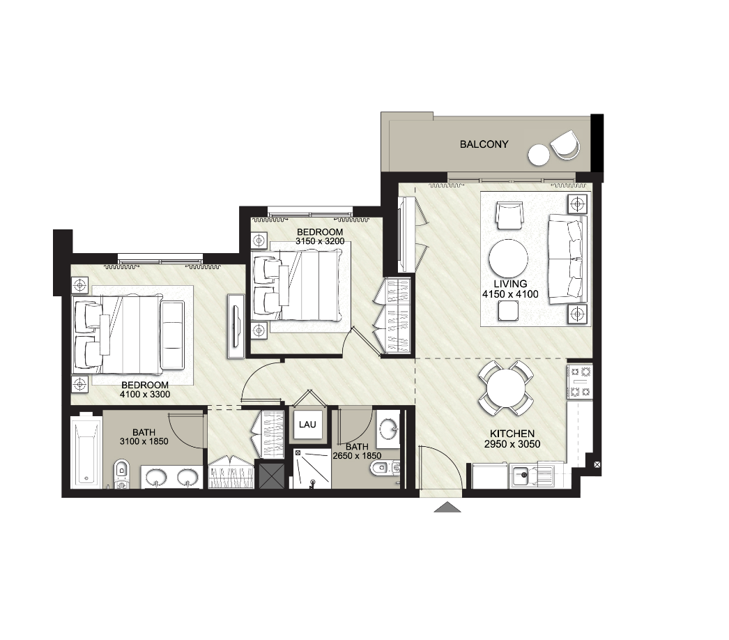 Floor plan — 2 BR