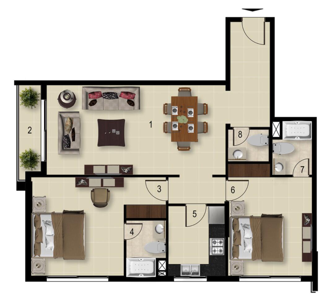 Floor plan — 2 BR