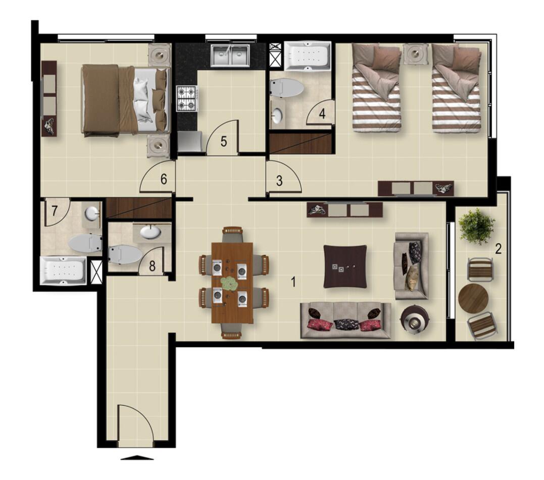 Floor plan — 2 BR