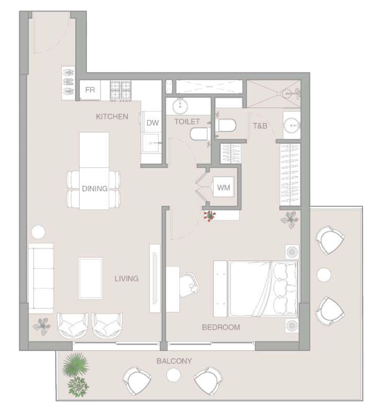 Floor plan — 1 BR