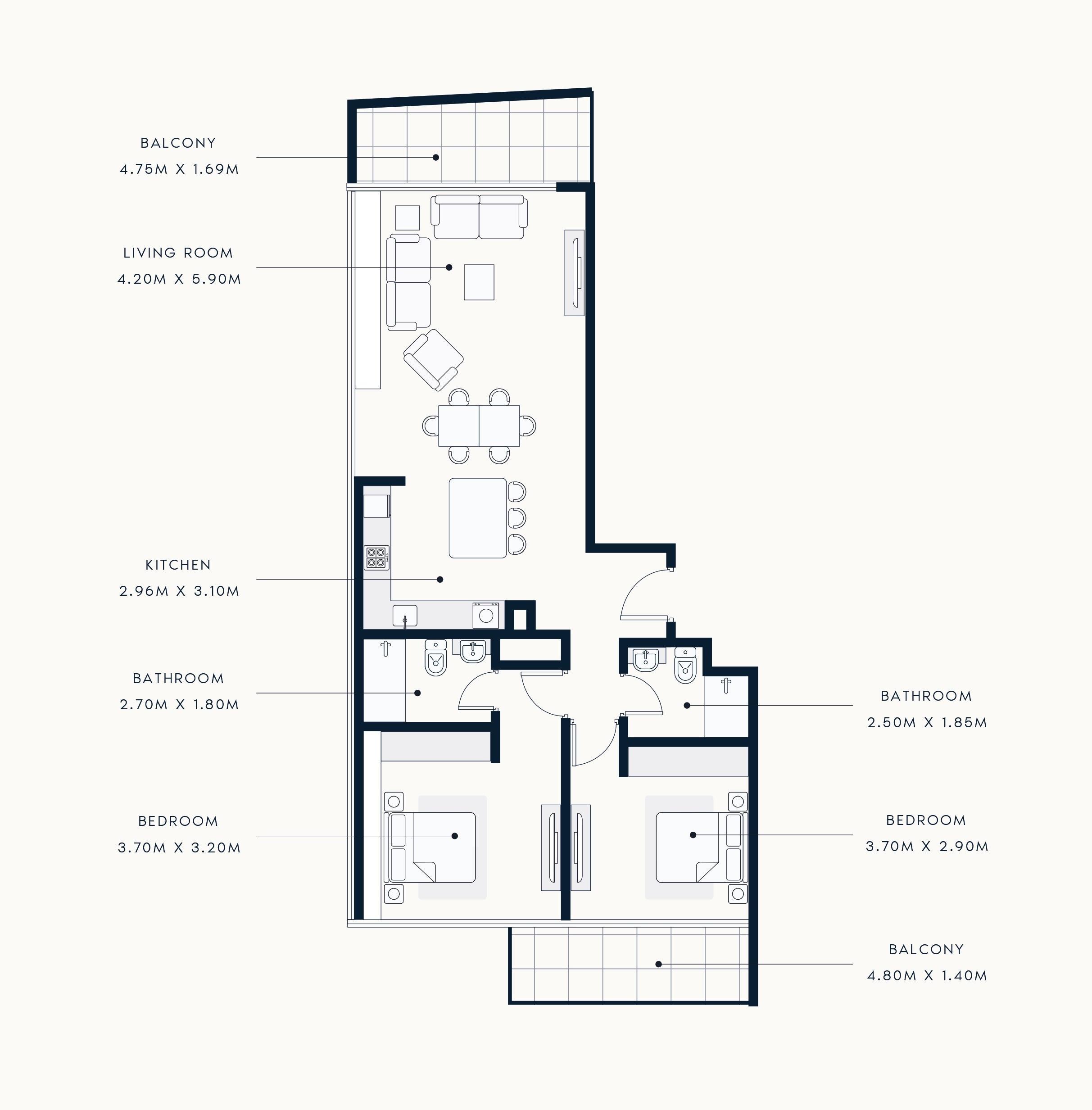 Floor plan — 2 BR