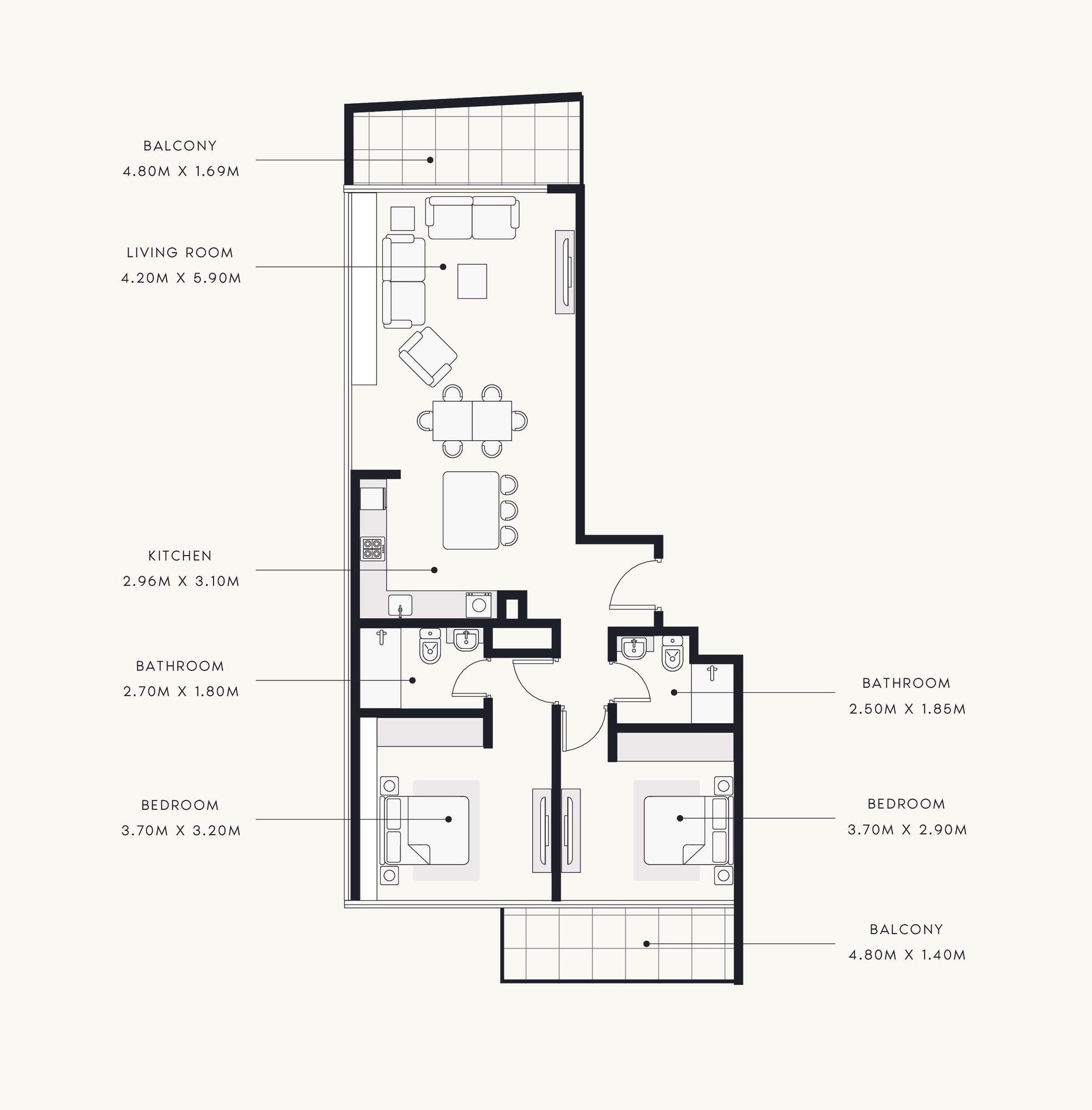 Floor plan — 2 BR