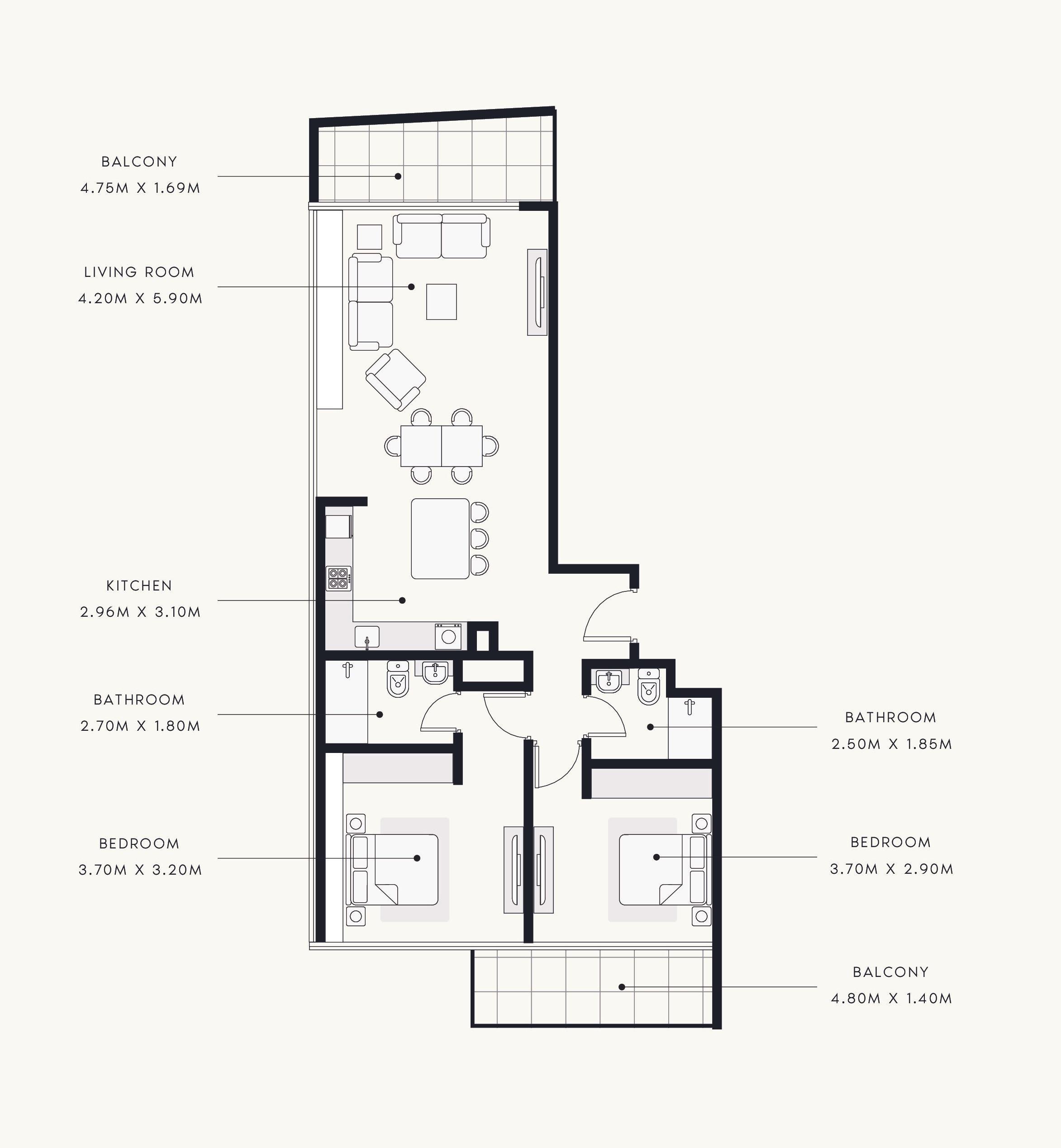 Floor plan — 2 BR