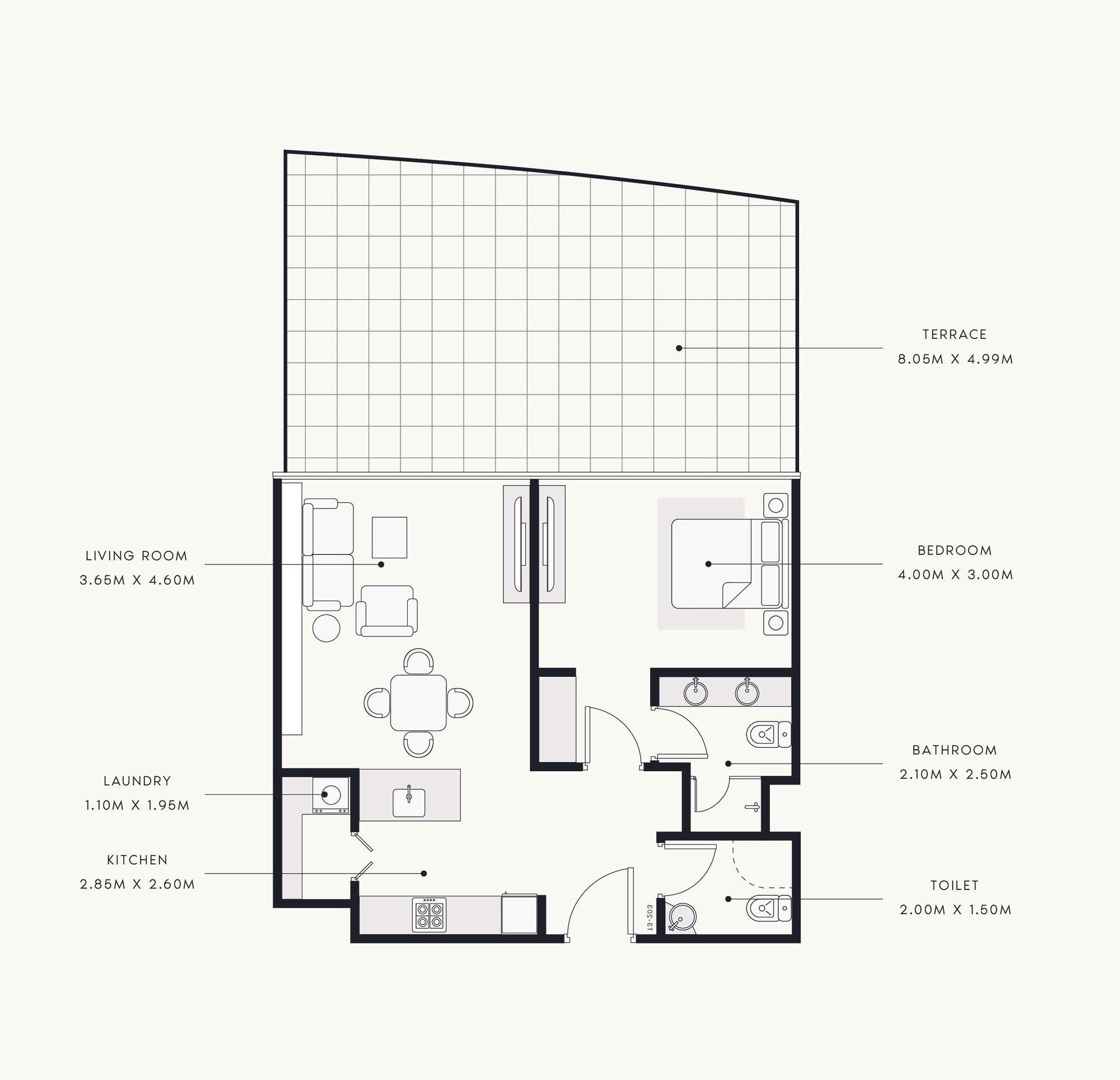 Floor plan — 1 BR