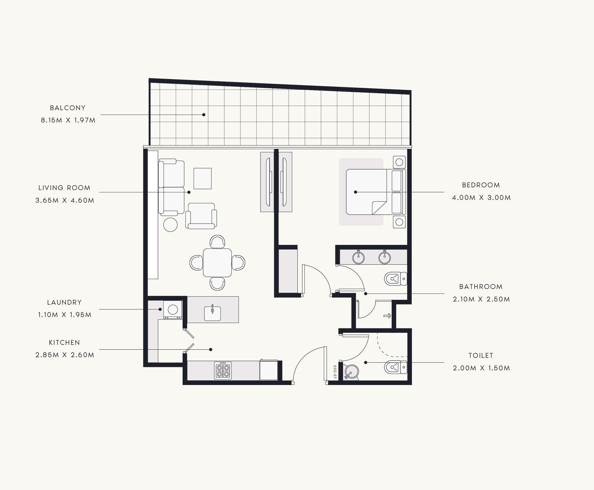 Floor plan — 1 BR