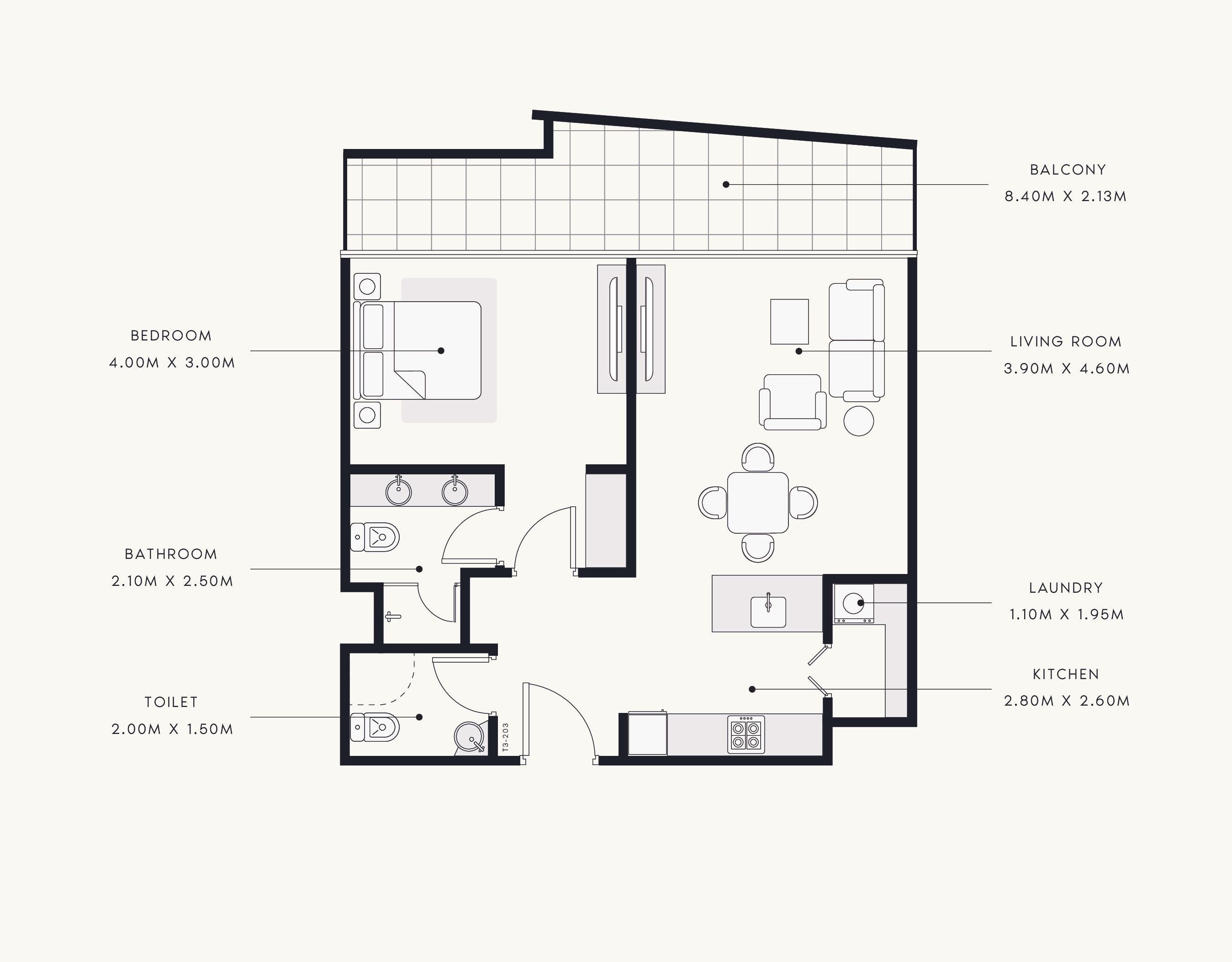 Floor plan — 1 BR