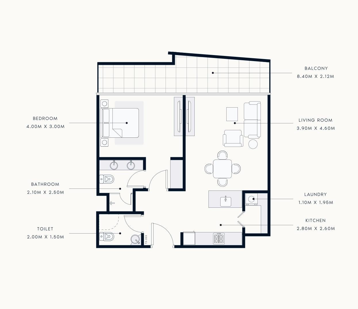 Floor plan — 1 BR