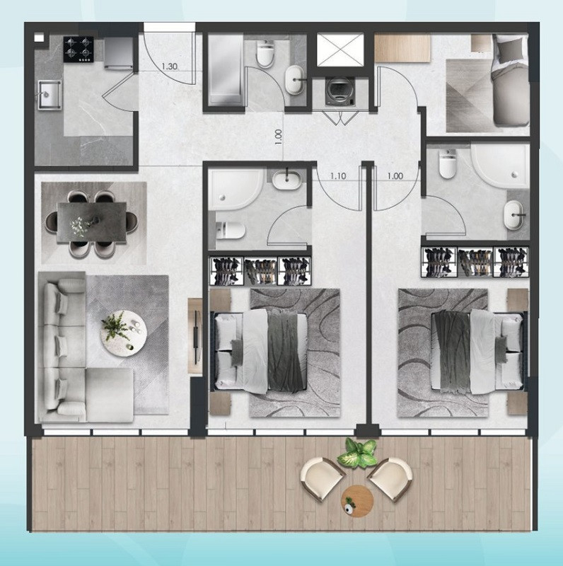 Floor plan — 2 BR