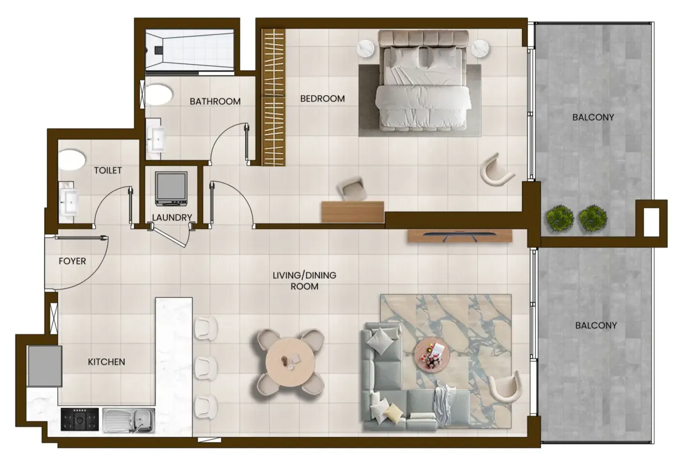 Floor plan — 1 BR