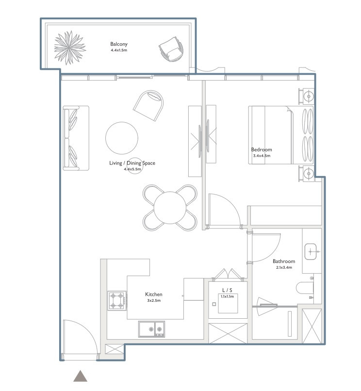 Floor plan — 1 BR